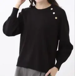 リフレクト【ゆったり着られる◎】ラグランスリーブニット ブラック9号