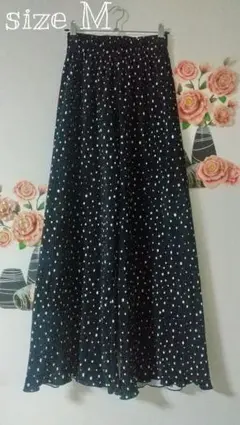 ドット柄 ワイドパンツ