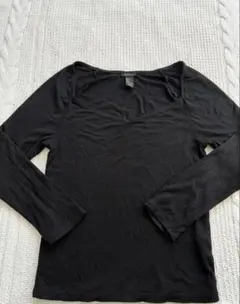 ブラックリブ長袖Tシャツ Mサイズ