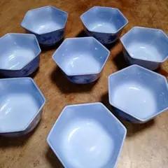 六角小鉢 　翠　8客セット 花柄 陶器 ラベンダー色の小鉢のサムネイル