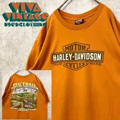 レア【古着】ハーレーダビッドソン 両面プリントTシャツ オレンジ メンズXL