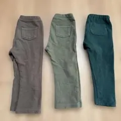 無印良品　ユニクロ　ベビーレギンス 90㎝　3枚セット　茶色/カーキ/グリーン
