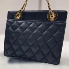 極美品 ペレボルサ ショルダーバッグ 2way キルティングレザー チェーン 黒