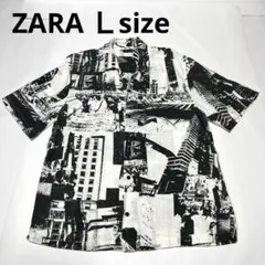 ZARA グラフィック　総柄　半袖シャツ Lサイズのサムネイル