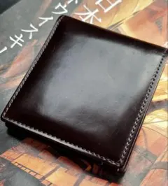 GANZO ガンゾ シェルコードバン2 小銭入れ付き二つ折り財布　バーガンディー