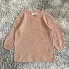 【スローブイエナ】リブ編みコットンニット ピンク 五分袖 フィット JC641