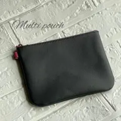 【本革】マルチポーチ　ブラック　通帳