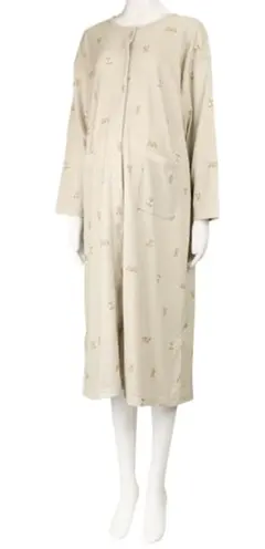 【新品未使用】授乳長袖ワンピースパジャマ ふわふわワッフルベア ベージュ 犬印