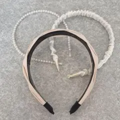 【まとめ売り】カチューシャ★3つ★ホワイト★パール★ブラック★ベージュ★ツイスト