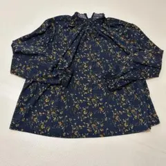 HK WORKS LONDON 花柄長袖ブラウス ネイビー Lのサムネイル