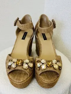 DOLCE&GABBANA ビジュー ウェッジソール サンダルのサムネイル