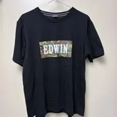 EDWIN Tシャツ カモフラージュロゴ ブラック Lサイズのサムネイル