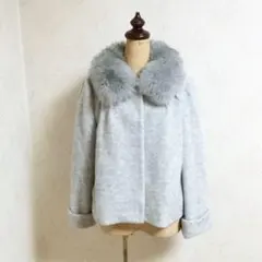 ボディードレッシングデラックス フォックスファー付きジャケット コート グレー