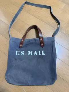 【内装ピースマーク】US MAIL 2WAYバッグ キャンバス 本革 トート