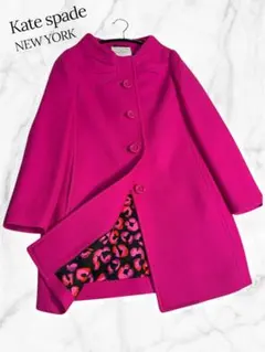 Kate spade NEW YORK ロングコート ピンクリボンウール100％のサムネイル
