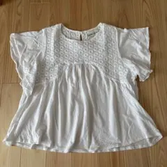 ホワイト フリル袖 レース トップス