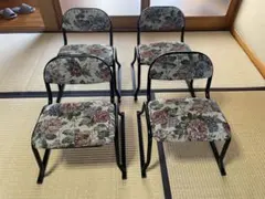 4脚セット 花柄 ゴブラン織風 レトロ 和モダン　法事　法要　葬儀　座敷イス 4脚セット 花柄 ゴブラン織風 レトロ 和モダン 法事 法要 葬儀 座敷