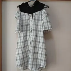 Lovetoxic 140 S オフショルダー・フード付きチェックワンピース