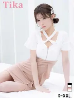 フリル刺繍タイトミニドレス