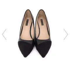 太ヒールパンプス通勤PUスエード