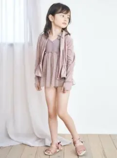 【アプレレクール】シャーリングラッシュガード 100 95 ピンク 水着