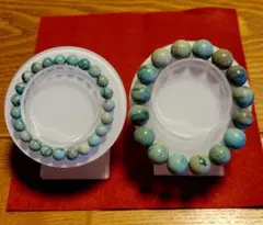 ●早い者勝ち●天然石　クリソコラブレスレット 青緑色2セット