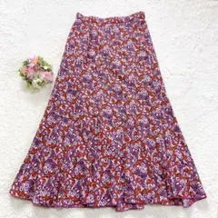 美品★ 【LOUNIE】 花柄プリント 総柄 ロングフレアスカート （S）のサムネイル