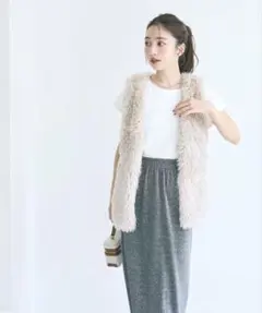 【coca】フェイクファーベスト ポケット付き L