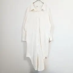 前開き シャツワンピース ホワイト ロング丈 アイボリー フリーサイズ 羽織もの