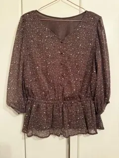 any SiS 花柄 Vネック 七分袖ブラウス