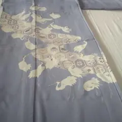お洒落な付け下げ仮絵羽▪薄紫の地に吉祥模様に白で丹頂鶴群舞▪肩・身丈176cm