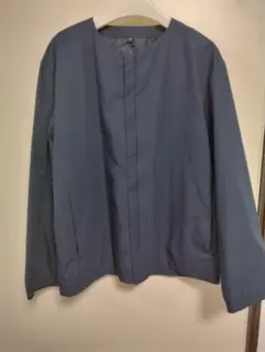 ノーカラー ナイロンジャケット ネイビー XL