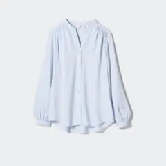 UNIQLO レーヨンブラウス 長袖 ライトブルーのサムネイル