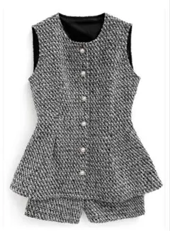 GRL フリージアツイードベスト×ショートパンツ セットアップ