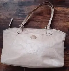 COACH パンチングレザー トートバッグ F19688 ベージュ ピンク内装