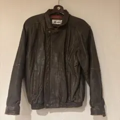 ブラウン レザージャケット スタンドカラー