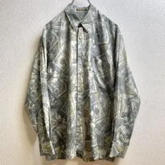 レトロ 古着 シャツ 柄シャツ ガラシャツ 総柄 デザインシャツ 長袖