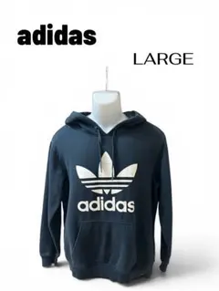 adidas ブラック フード付きパーカー Lサイズ