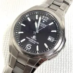 ジャンク CITIZEN ATTESA 電波ソーラー チタン メンズ 黒文字盤