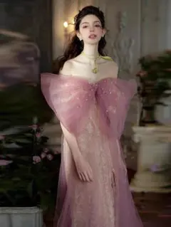 ビックリボン✨オフショルダードレス