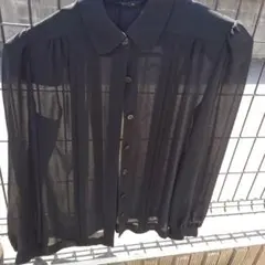 24日までシースルー長袖シャツ 黒