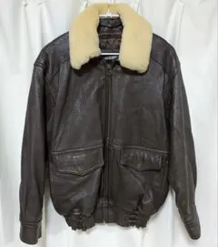 レザージャケット ダークブラウン ファー襟