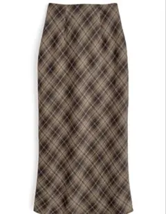 ブラウン　チェックスカート　ロングスカート
