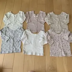 キッズ 長袖 リブカットソー 6枚セット 90