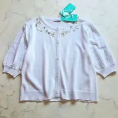 【新品】Dear Princess　フラワーモチーフカーディガン　七分袖　38