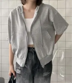 WEGO 半袖ジップアップパーカー