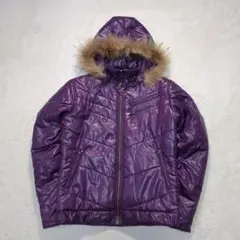 ✨Y2K！XL✨Beno 中綿ファージャケット 光沢パープル お兄系 グランジ
