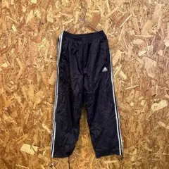 adidas ジャージパンツ ロゴ刺繍 サイドライン ブラック メンズ L