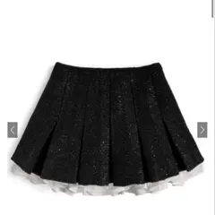 インパン裏地付きフリルツイードプリーツミニスカート[gm838]