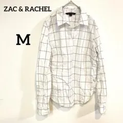 ZAC & RACHEL【M】チェック柄シャツ 長袖 白系